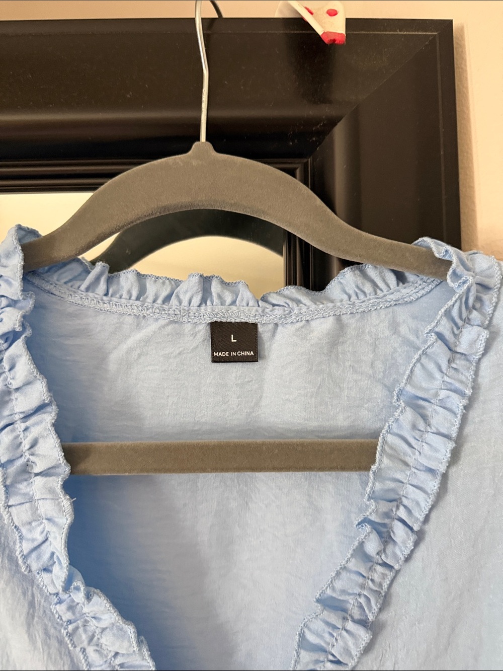 Light Blue Ruffle Tie-Front Blouse - Picture 5 of 8